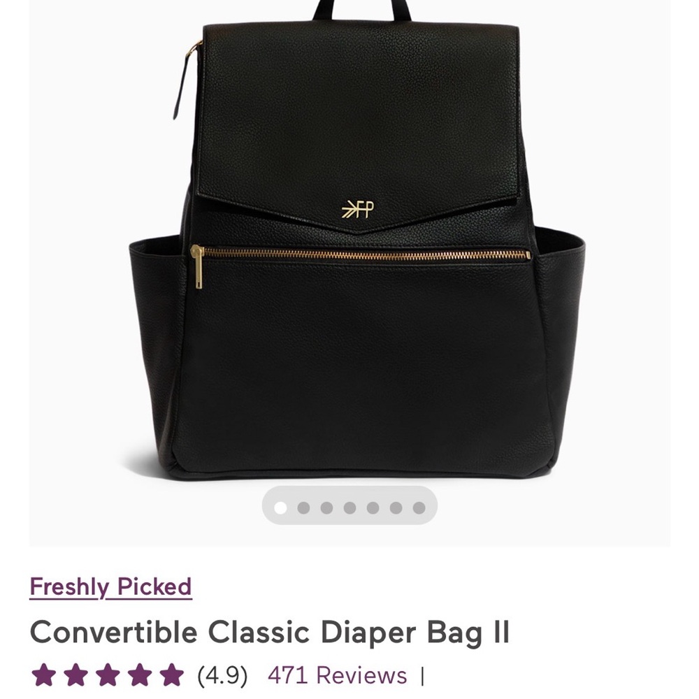 Freshly Picked Black Convertible Diaper Bag II